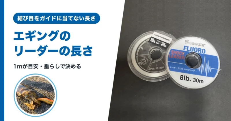 エギングのリーダーの長さの記事の題名と、2つのフロロカーボンのリーダーのスプール
